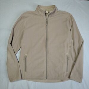Alpine Design Mens Grid Fleece Full Zip Jacket Tan Beige Size M Mock Neck Hiking